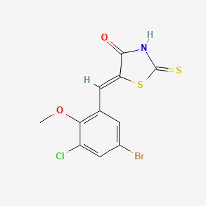 molecular formula C11H7BrClNO2S2 B3726352 5-(5-bromo-3-chloro-2-methoxybenzylidene)-2-thioxo-1,3-thiazolidin-4-one 