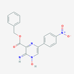 molecular formula C18H14N4O5 B372639 2-Amino-3-benzyloxycarbonyl-5-(4-nitrophenyl)pyrazine-1-oxide 