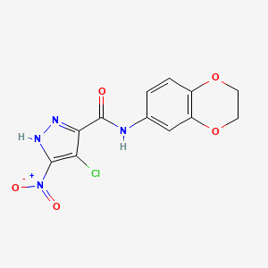 4-chloro-N-(2,3-dihydro-1,4-benzodioxin-6-yl)-5-nitro-1H-pyrazole-3-carboxamide