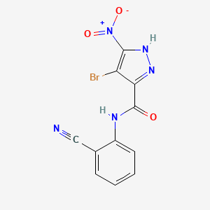 molecular formula C11H6BrN5O3 B3726470 4-bromo-N-(2-cyanophenyl)-3-nitro-1H-pyrazole-5-carboxamide 