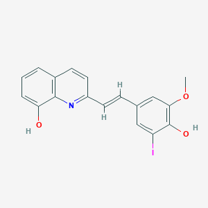 molecular formula C18H14INO3 B3726520 2-[2-(4-hydroxy-3-iodo-5-methoxyphenyl)vinyl]-8-quinolinol 