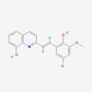 molecular formula C18H14BrNO3 B3726521 2-[2-(5-bromo-2-hydroxy-3-methoxyphenyl)vinyl]-8-quinolinol 