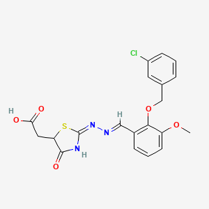 molecular formula C20H18ClN3O5S B3726527 [2-({2-[(3-chlorobenzyl)oxy]-3-methoxybenzylidene}hydrazono)-4-oxo-1,3-thiazolidin-5-yl]acetic acid 