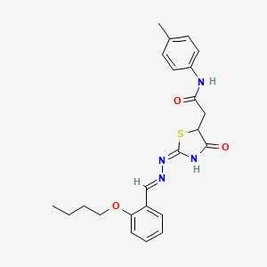 molecular formula C23H26N4O3S B3726531 2-{2-[(2-butoxybenzylidene)hydrazono]-4-oxo-1,3-thiazolidin-5-yl}-N-(4-methylphenyl)acetamide 