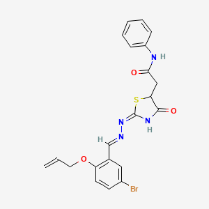 molecular formula C21H19BrN4O3S B3726537 2-(2-{[2-(allyloxy)-5-bromobenzylidene]hydrazono}-4-oxo-1,3-thiazolidin-5-yl)-N-phenylacetamide 