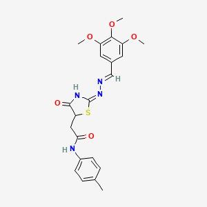 molecular formula C22H24N4O5S B3726545 N-(4-methylphenyl)-2-{4-oxo-2-[(3,4,5-trimethoxybenzylidene)hydrazono]-1,3-thiazolidin-5-yl}acetamide 