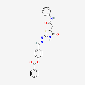 4-{[5-(2-anilino-2-oxoethyl)-4-oxo-1,3-thiazolidin-2-ylidene]carbonohydrazonoyl}phenyl benzoate