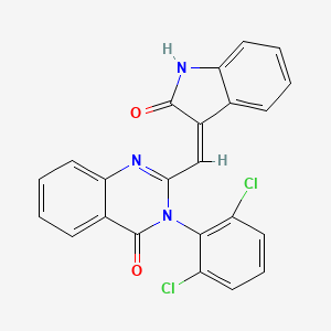 3-(2,6-dichlorophenyl)-2-[(2-oxo-1,2-dihydro-3H-indol-3-ylidene)methyl]-4(3H)-quinazolinone