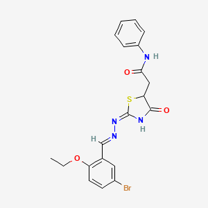 molecular formula C20H19BrN4O3S B3726577 2-{2-[(5-bromo-2-ethoxybenzylidene)hydrazono]-4-oxo-1,3-thiazolidin-5-yl}-N-phenylacetamide 