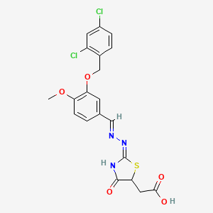 molecular formula C20H17Cl2N3O5S B3726591 [2-({3-[(2,4-dichlorobenzyl)oxy]-4-methoxybenzylidene}hydrazono)-4-oxo-1,3-thiazolidin-5-yl]acetic acid 