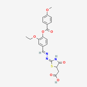 molecular formula C22H21N3O7S B3726596 [2-({3-ethoxy-4-[(4-methoxybenzoyl)oxy]benzylidene}hydrazono)-4-oxo-1,3-thiazolidin-5-yl]acetic acid 