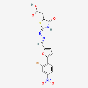 [2-({[5-(2-bromo-4-nitrophenyl)-2-furyl]methylene}hydrazono)-4-oxo-1,3-thiazolidin-5-yl]acetic acid