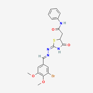 molecular formula C20H19BrN4O4S B3726607 2-{2-[(3-bromo-4,5-dimethoxybenzylidene)hydrazono]-4-oxo-1,3-thiazolidin-5-yl}-N-phenylacetamide 
