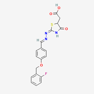 molecular formula C19H16FN3O4S B3726632 [2-({4-[(2-fluorobenzyl)oxy]benzylidene}hydrazono)-4-oxo-1,3-thiazolidin-5-yl]acetic acid 