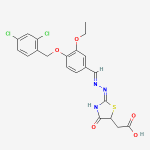 molecular formula C21H19Cl2N3O5S B3726641 [2-({4-[(2,4-dichlorobenzyl)oxy]-3-ethoxybenzylidene}hydrazono)-4-oxo-1,3-thiazolidin-5-yl]acetic acid 