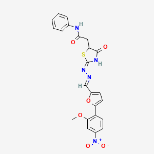 2-[2-({[5-(2-methoxy-4-nitrophenyl)-2-furyl]methylene}hydrazono)-4-oxo-1,3-thiazolidin-5-yl]-N-phenylacetamide