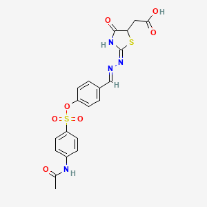 (2-{[4-({[4-(acetylamino)phenyl]sulfonyl}oxy)benzylidene]hydrazono}-4-oxo-1,3-thiazolidin-5-yl)acetic acid