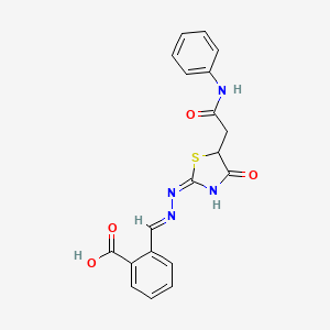 2-{[5-(2-anilino-2-oxoethyl)-4-oxo-1,3-thiazolidin-2-ylidene]carbonohydrazonoyl}benzoic acid