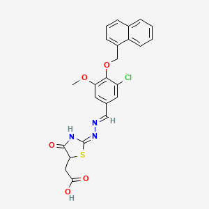 (2-{[3-chloro-5-methoxy-4-(1-naphthylmethoxy)benzylidene]hydrazono}-4-oxo-1,3-thiazolidin-5-yl)acetic acid