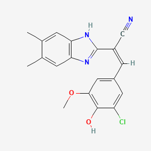 molecular formula C19H16ClN3O2 B3726669 3-(3-chloro-4-hydroxy-5-methoxyphenyl)-2-(5,6-dimethyl-1H-benzimidazol-2-yl)acrylonitrile 