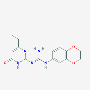 molecular formula C16H19N5O3 B3726682 N-(2,3-dihydro-1,4-benzodioxin-6-yl)-N'-(4-oxo-6-propyl-1,4-dihydro-2-pyrimidinyl)guanidine 