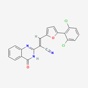 molecular formula C21H11Cl2N3O2 B3726699 3-[5-(2,6-dichlorophenyl)-2-furyl]-2-(4-oxo-3,4-dihydro-2-quinazolinyl)acrylonitrile 