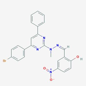 molecular formula C24H18BrN5O3 B3726736 2-hydroxy-5-nitrobenzaldehyde [4-(4-bromophenyl)-6-phenyl-2-pyrimidinyl](methyl)hydrazone 