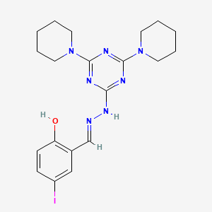 molecular formula C20H26IN7O B3726767 2-hydroxy-5-iodobenzaldehyde (4,6-di-1-piperidinyl-1,3,5-triazin-2-yl)hydrazone 
