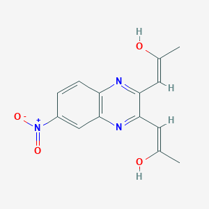 molecular formula C14H13N3O4 B3726780 1,1'-(6-nitro-1,4-dihydroquinoxaline-2,3-diylidene)diacetone 
