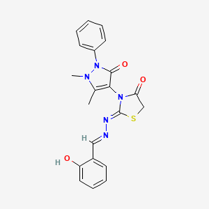 molecular formula C21H19N5O3S B3726799 2-hydroxybenzaldehyde [3-(1,5-dimethyl-3-oxo-2-phenyl-2,3-dihydro-1H-pyrazol-4-yl)-4-oxo-1,3-thiazolidin-2-ylidene]hydrazone 