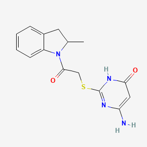molecular formula C15H16N4O2S B3726804 6-amino-2-{[2-(2-methyl-2,3-dihydro-1H-indol-1-yl)-2-oxoethyl]thio}-4-pyrimidinol 