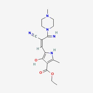 molecular formula C17H23N5O3 B3726873 ethyl 5-[3-amino-2-cyano-3-(4-methyl-1-piperazinyl)-2-propen-1-ylidene]-2-methyl-4-oxo-4,5-dihydro-1H-pyrrole-3-carboxylate 