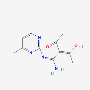 molecular formula C12H16N4O2 B3726874 3-{amino[(4,6-dimethyl-2-pyrimidinyl)amino]methylene}-2,4-pentanedione 