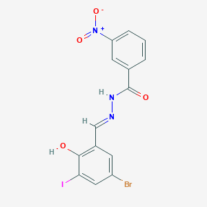 molecular formula C14H9BrIN3O4 B3726881 N'-(5-bromo-2-hydroxy-3-iodobenzylidene)-3-nitrobenzohydrazide 