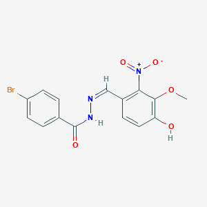 molecular formula C15H12BrN3O5 B3726890 4-bromo-N'-(4-hydroxy-3-methoxy-2-nitrobenzylidene)benzohydrazide 