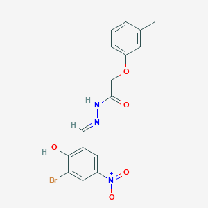 molecular formula C16H14BrN3O5 B3726914 N'-(3-bromo-2-hydroxy-5-nitrobenzylidene)-2-(3-methylphenoxy)acetohydrazide 