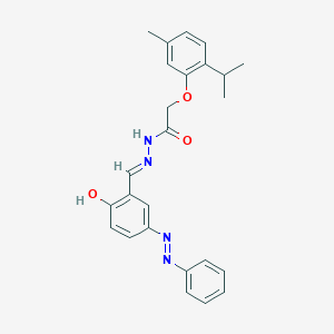 molecular formula C25H26N4O3 B3726922 N'-[2-hydroxy-5-(phenyldiazenyl)benzylidene]-2-(2-isopropyl-5-methylphenoxy)acetohydrazide 