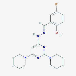 molecular formula C21H27BrN6O B3727055 5-bromo-2-hydroxybenzaldehyde (2,6-di-1-piperidinyl-4-pyrimidinyl)hydrazone 