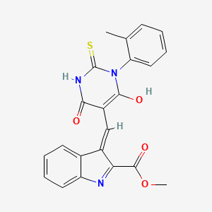 molecular formula C22H17N3O4S B3727100 methyl 3-{[1-(2-methylphenyl)-4,6-dioxo-2-thioxotetrahydro-5(2H)-pyrimidinylidene]methyl}-1H-indole-2-carboxylate 