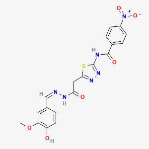 N-(5-{2-[2-(4-hydroxy-3-methoxybenzylidene)hydrazino]-2-oxoethyl}-1,3,4-thiadiazol-2-yl)-4-nitrobenzamide