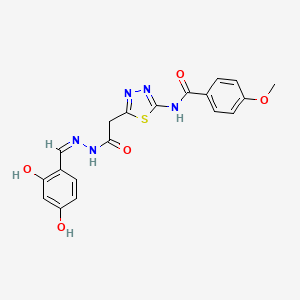 N-(5-{2-[2-(2,4-dihydroxybenzylidene)hydrazino]-2-oxoethyl}-1,3,4-thiadiazol-2-yl)-4-methoxybenzamide
