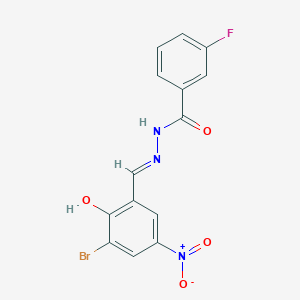 molecular formula C14H9BrFN3O4 B3727182 N'-(3-bromo-2-hydroxy-5-nitrobenzylidene)-3-fluorobenzohydrazide 