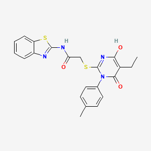 molecular formula C22H20N4O3S2 B3727214 N-1,3-benzothiazol-2-yl-2-{[5-ethyl-4-hydroxy-1-(4-methylphenyl)-6-oxo-1,6-dihydro-2-pyrimidinyl]thio}acetamide 