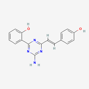 molecular formula C17H14N4O2 B3727218 2-{4-amino-6-[2-(4-hydroxyphenyl)vinyl]-1,3,5-triazin-2-yl}phenol 