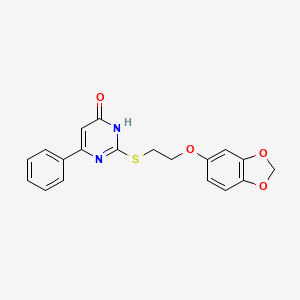 molecular formula C19H16N2O4S B3727231 2-{[2-(1,3-benzodioxol-5-yloxy)ethyl]thio}-6-phenyl-4(3H)-pyrimidinone 