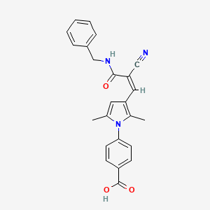 molecular formula C24H21N3O3 B3727259 4-{3-[3-(benzylamino)-2-cyano-3-oxo-1-propen-1-yl]-2,5-dimethyl-1H-pyrrol-1-yl}benzoic acid 