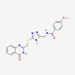 molecular formula C21H20N6O3S B3727307 4-methoxy-N-[(4-methyl-5-{[(4-oxo-3,4-dihydro-2-quinazolinyl)methyl]thio}-4H-1,2,4-triazol-3-yl)methyl]benzamide 