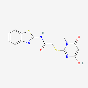 molecular formula C14H12N4O3S2 B3727335 N-1,3-benzothiazol-2-yl-2-[(4-hydroxy-1-methyl-6-oxo-1,6-dihydro-2-pyrimidinyl)thio]acetamide 