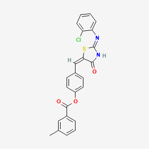 molecular formula C24H17ClN2O3S B3727349 4-({2-[(2-chlorophenyl)imino]-4-oxo-1,3-thiazolidin-5-ylidene}methyl)phenyl 3-methylbenzoate 