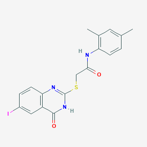 molecular formula C18H16IN3O2S B3727365 N-(2,4-dimethylphenyl)-2-[(4-hydroxy-6-iodo-2-quinazolinyl)thio]acetamide 
